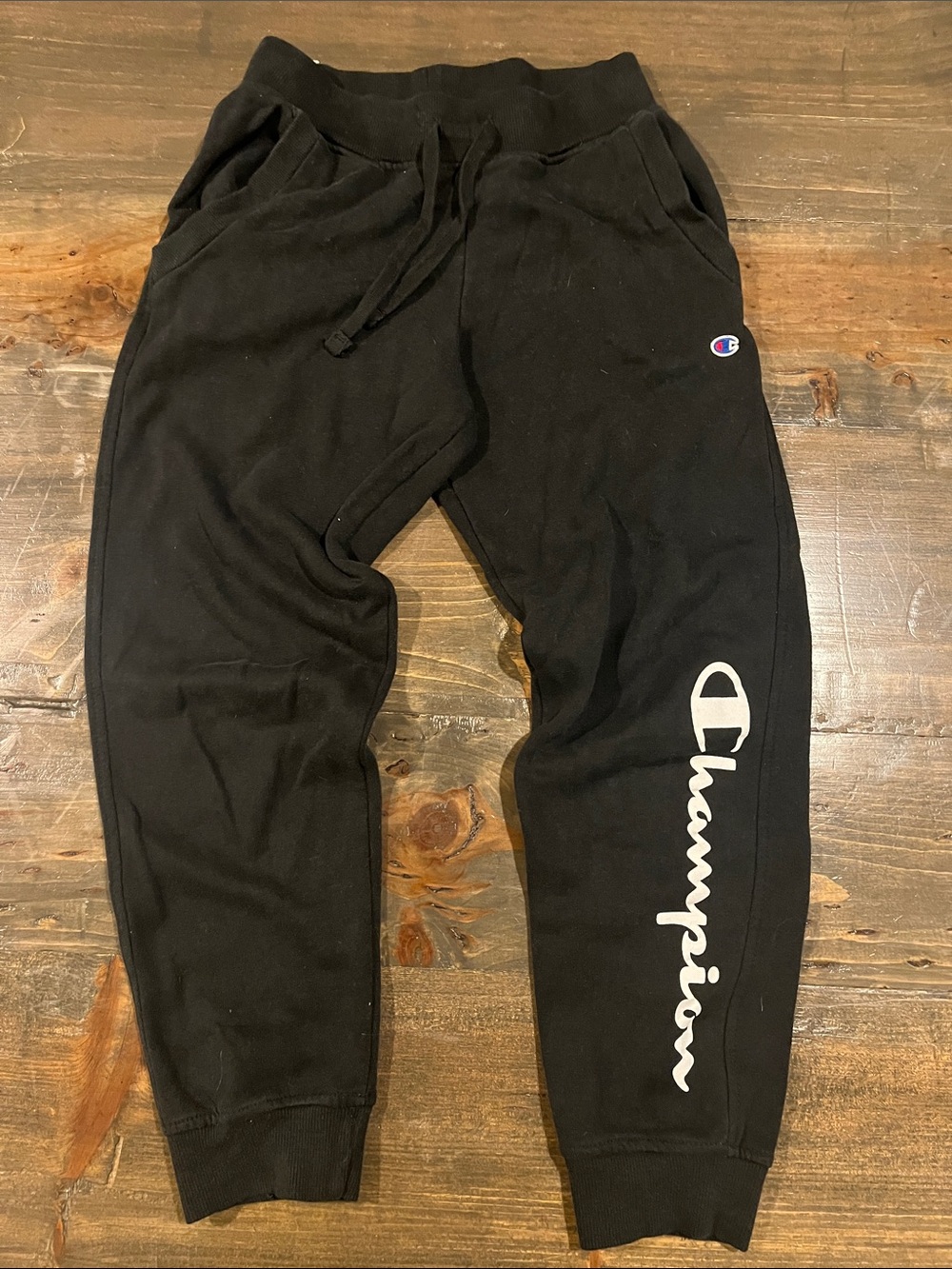 Champion Kids Black Joggers with White Script Logo